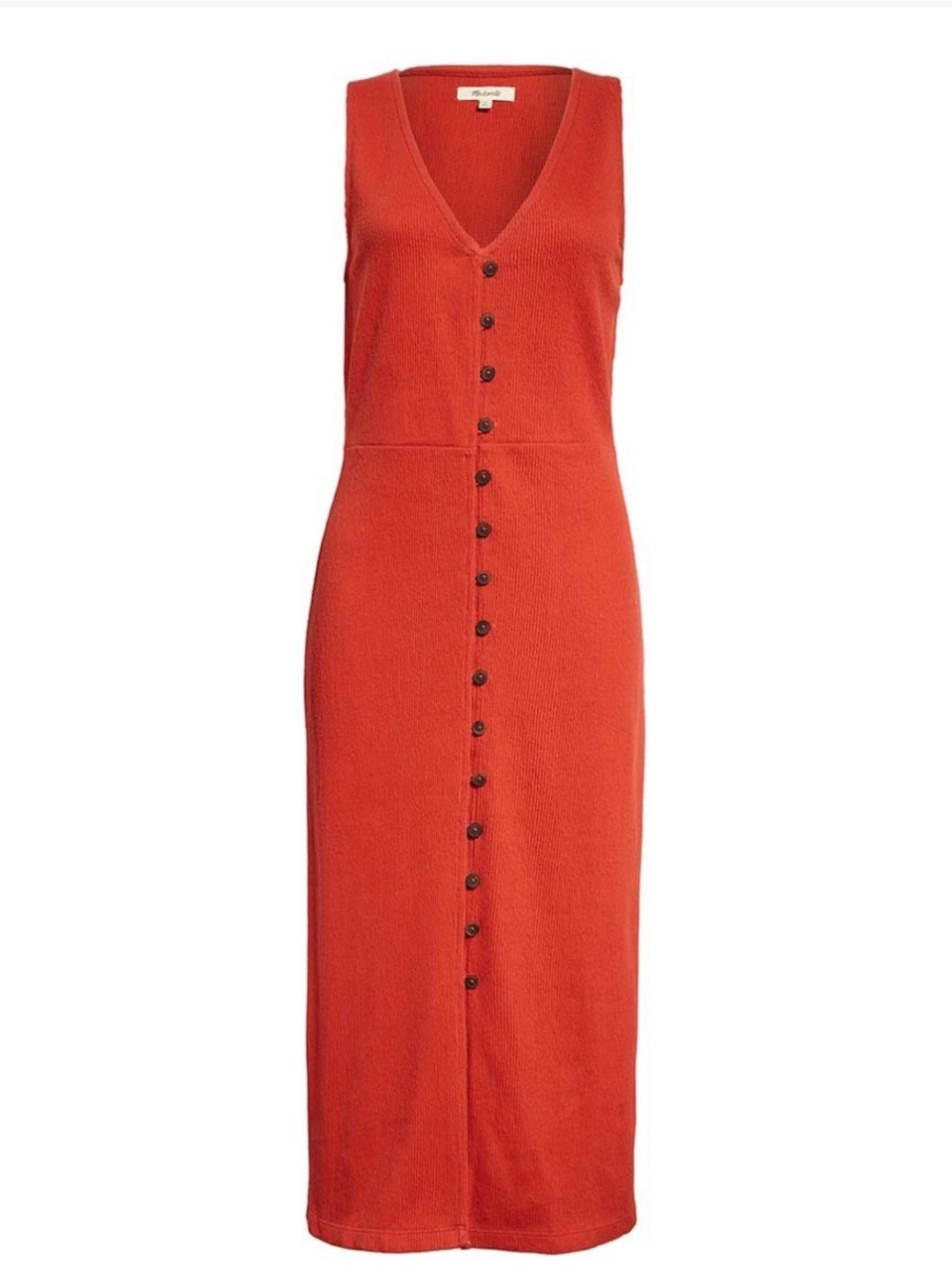Button-Front Sleeveless Midi Dress in Orange